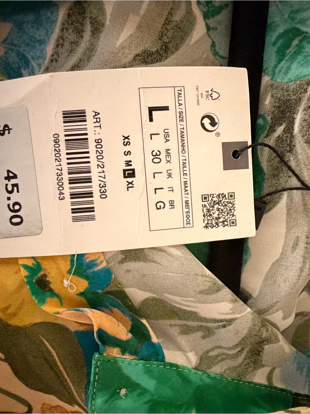 Zara Floral Satin Blouse in Green, Yellow and Blue - Picture 4 of 4